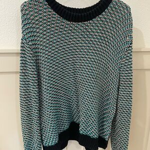 COS Crew Neck Knit Women's Sweater Teal And Peach Size Small